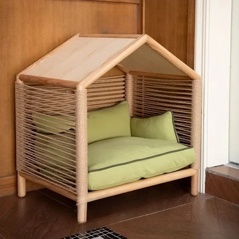 Pet nest sofa wooden house solid wood ash log cat and dog universal cat nest villa