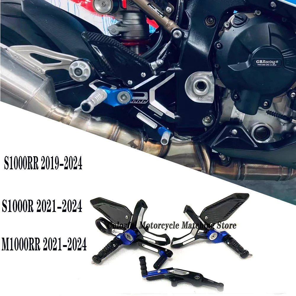 For bmw S1000RR 2019-2024 M1000RR 2021-2024  S1000R M1000R 2021 -2024 Carbon Fiber Heel Wing Adjuster Rearset Footrest Foot Pegs