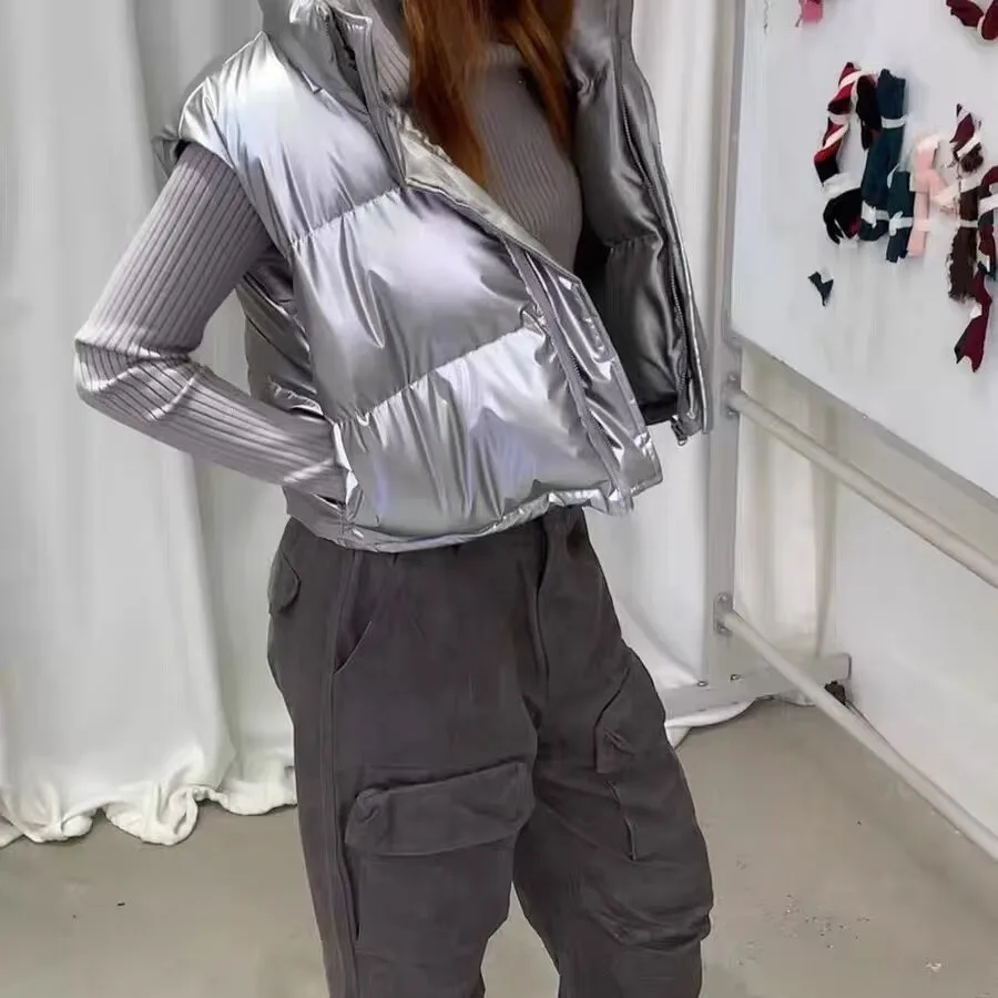 

Metallic two-tone cotton short jacket with a slim fit