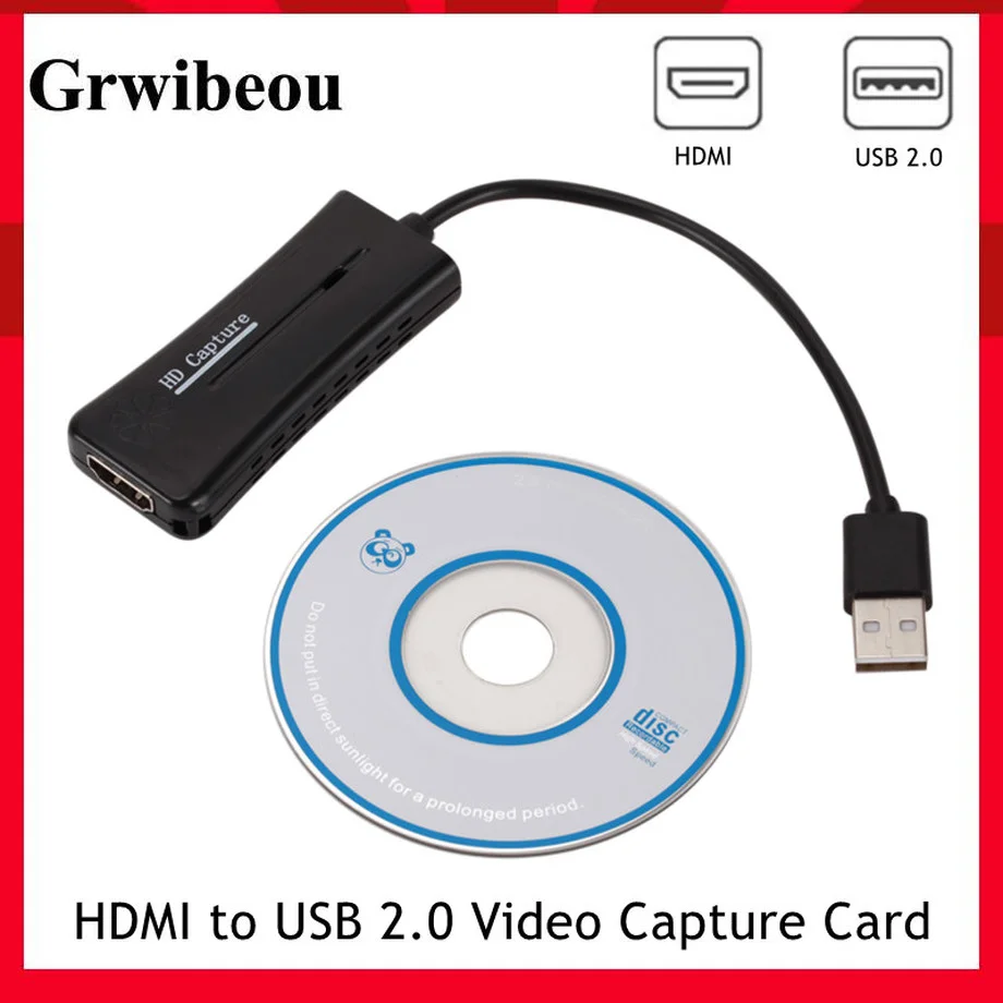 Portable HDMI Video Capture Card USB 2.0 Lightweight HDMI Live Video Recorder Game Capture Card for Laptop PS4 Live Streaming