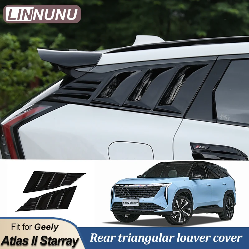 LINNUNU Rear Quarter Side Window Louvers SunShade Cover Wind Vent Air Deflector Triangle Window Cover for Geely Atlas II Starray