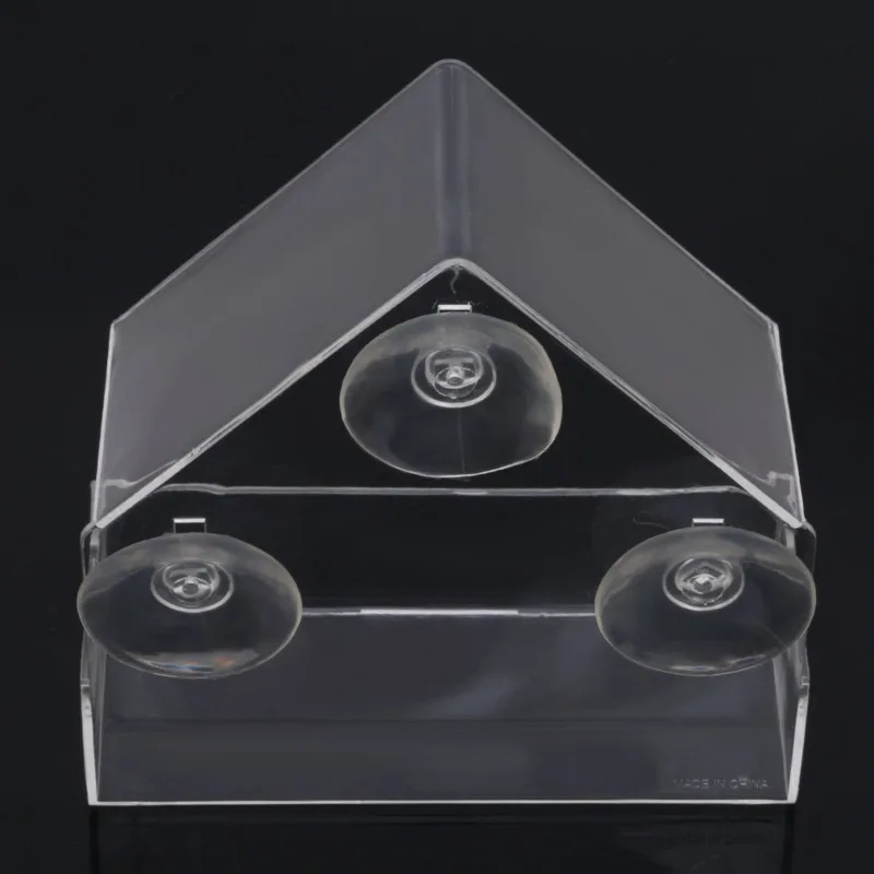 Bird Feeder Acrylic Transparent Window Viewing Bird Feeders Tray Birdhouse Pet Water Feeder Suction Cup Mount House Type Feeder