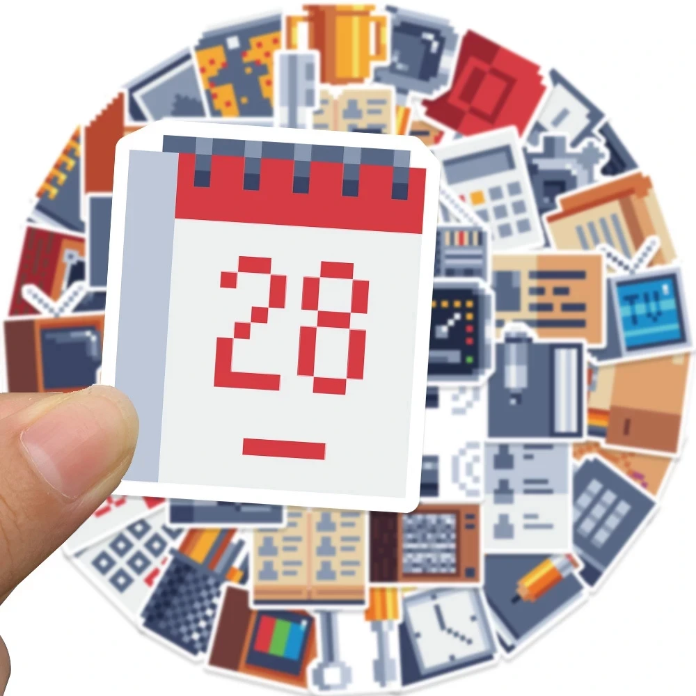 10/30/50pcs Retro Pixel Electronic Objects Stickers Cartoon Equipment Decal DIY Guitar Luggage Suitcase Vintage Graffiti Sticker