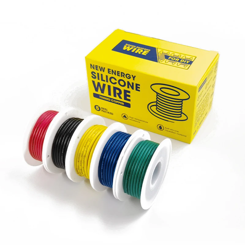 Heat Resistant Flexible Silicone Wire10M/Roll 20-28AWG 5/6colors Silicone Wire Flexible Silicone Electrical Wire
