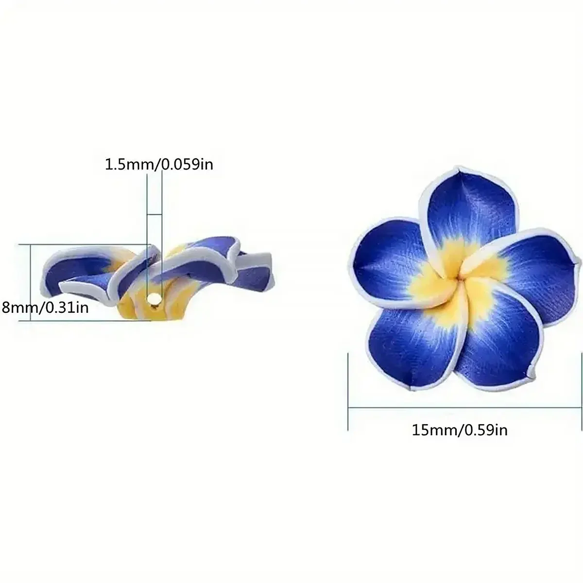 1.5cm 30pcs Random Color Mixing Beautiful Polymer Clay Plumeria Frangipani Flower Beads For Diy Jewelry Making Accessories