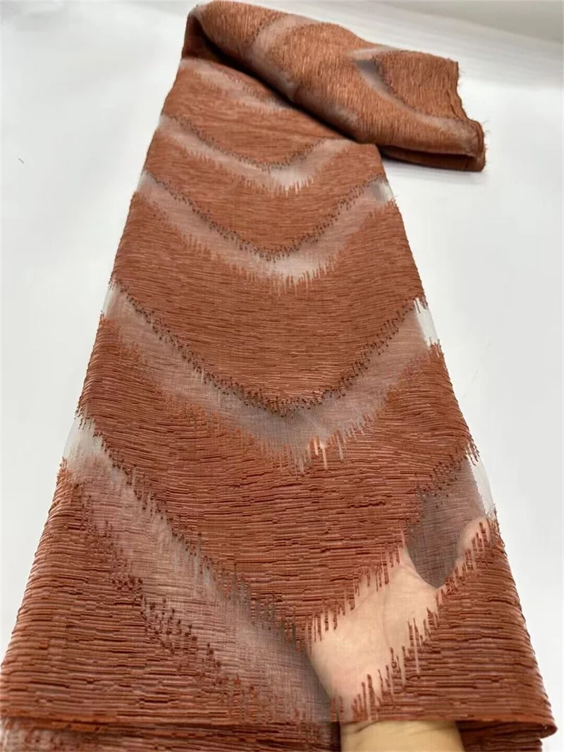 

Модная африканская жаккардовая кружевная ткань, нигерийская Женская органза, ткань для одежды, 5 ярдов, CJ1