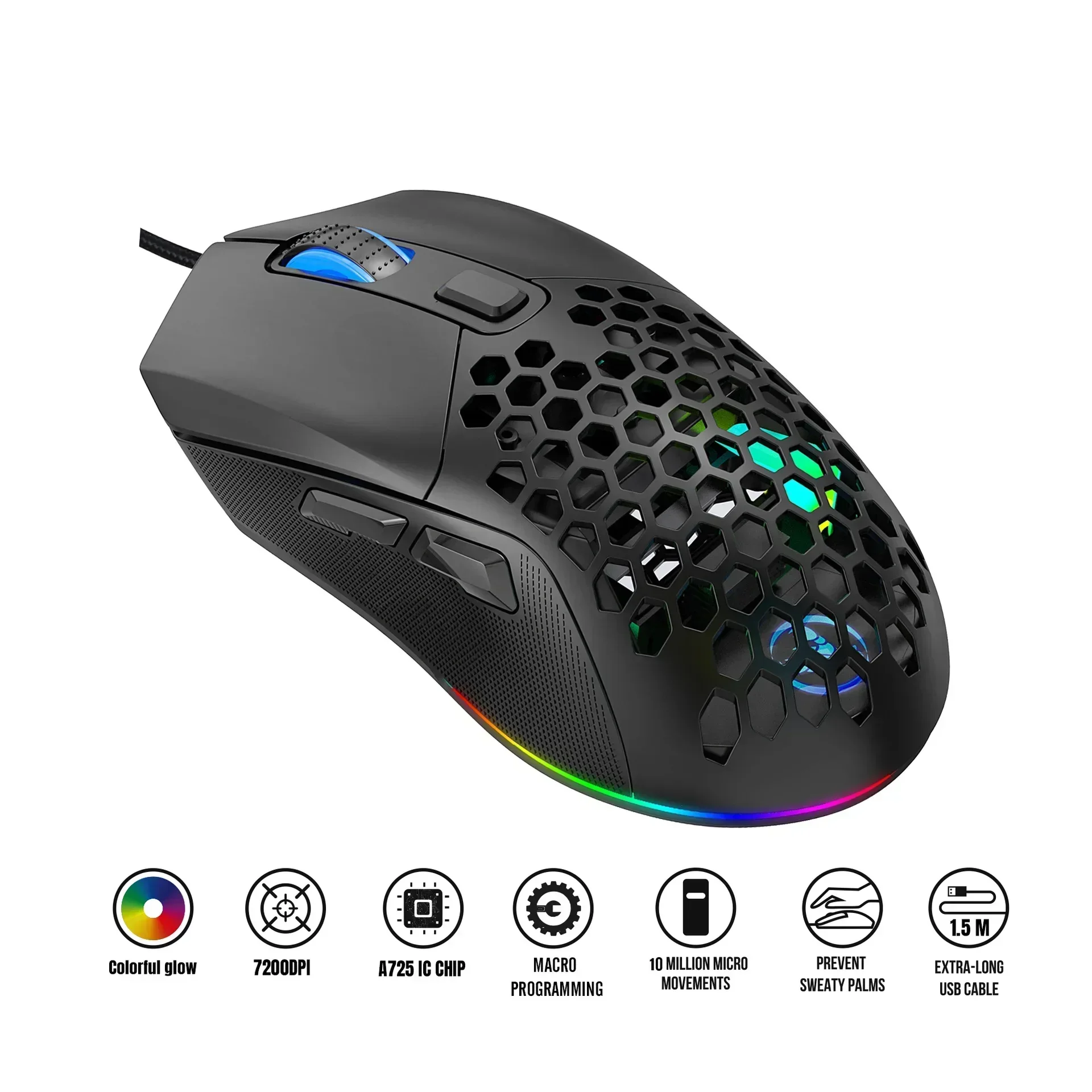 ZLRLMHY Bestselling RGB Luminous 7200 Adjustable Ergonomic, 7200 DPI X300 6-Key Macro Programmable Mouse Laptop Wired Mouse