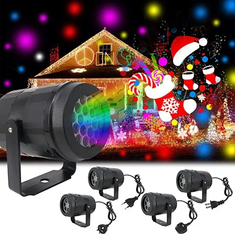 Proyector láser navideño con 16 patrones, decoración exterior de alto brillo para fiesta, escenario, hogar, luciérnaga de discoteca de Año Nuevo