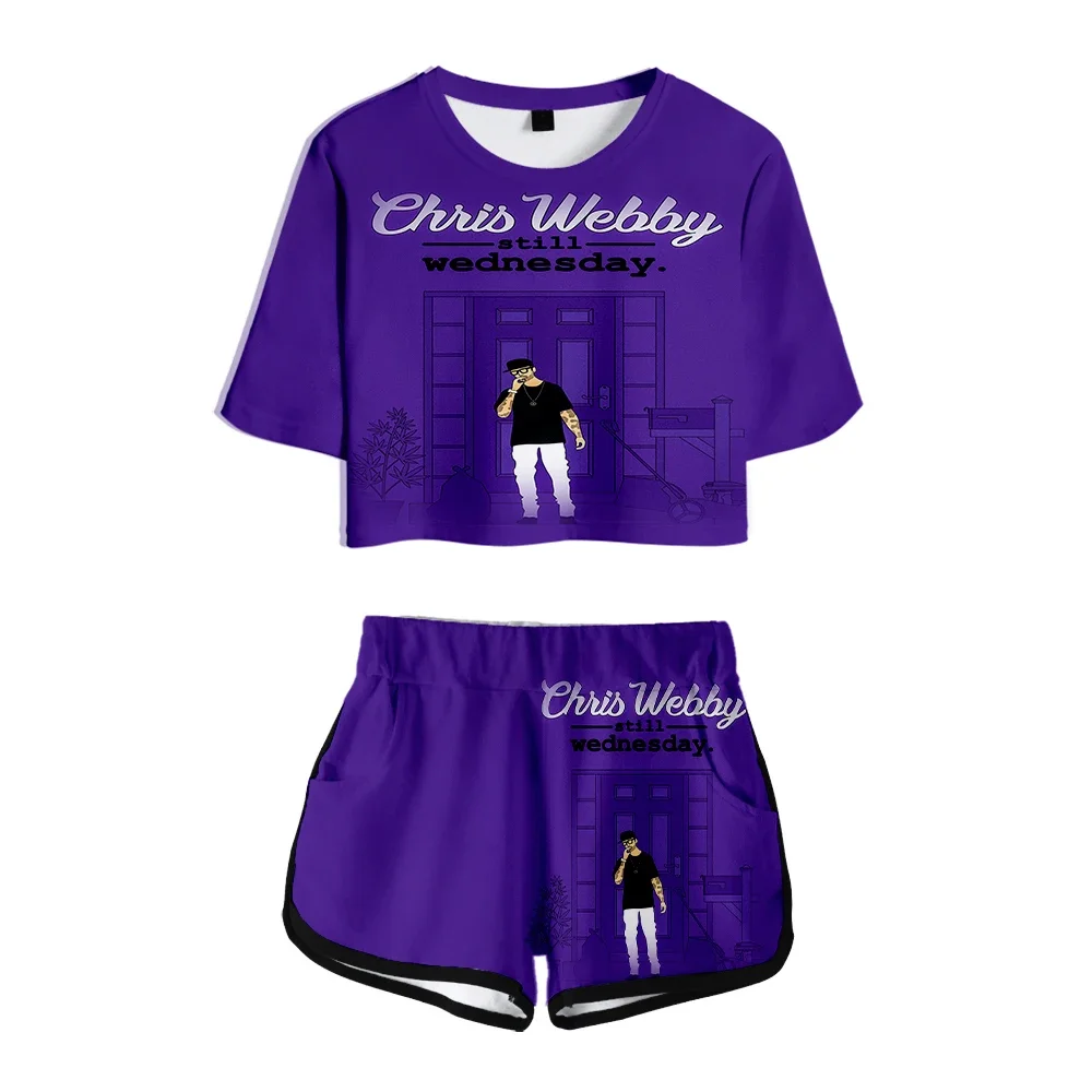 Rapper Chris Webby 3D Print Ladies Tracksuit 2 Piece Set Crop Top Shorts Two Piece Outfits Casual Sportwear Twopiece