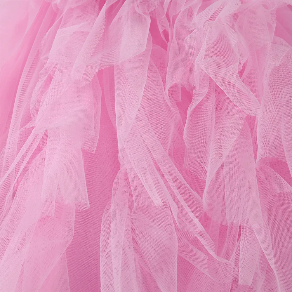 Rosa Strick-Tüllkleid für Kinder, Mädchen Weiches Baumwoll-Langarmkleid, Flauschiges Mesh-Tutu-Kleid, Mädchen Geburtstagsparty Süßes Elegantes Alltagskleid – Detail 12