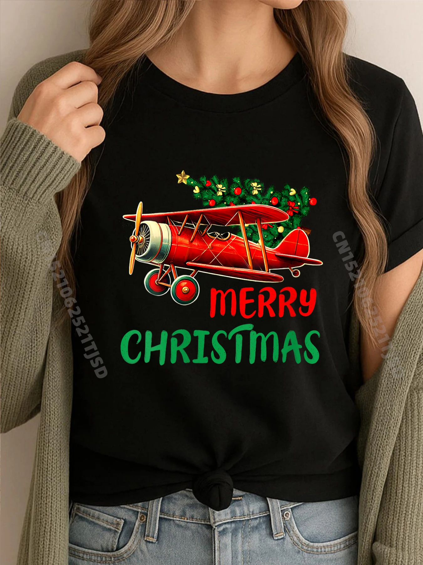 

Женские футболки с Рождеством и самолетом, рождественской елки, пилота, оптовая продажа, 100 шт., классическая распродажа
