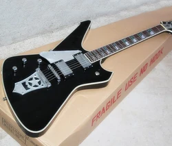 Left Hand 6 Strings Black Electric Guitar with Signature,Rosewood Fretboard,Customizable