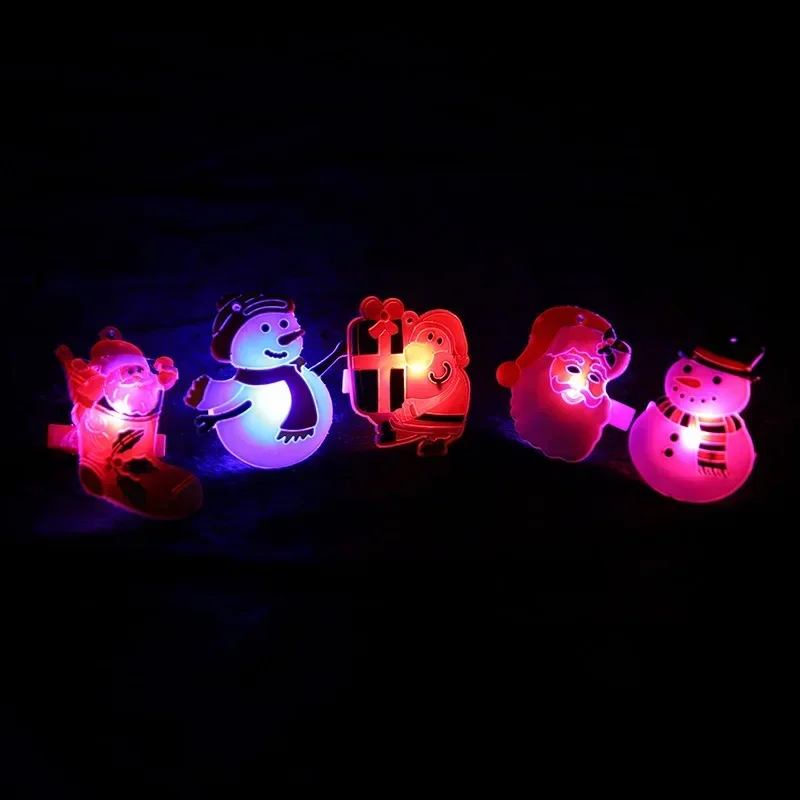 Led piscando luz brinquedos para crianças, 50 pcs/lot, flocos de neve, papai noel, árvore de natal, presente para a menina