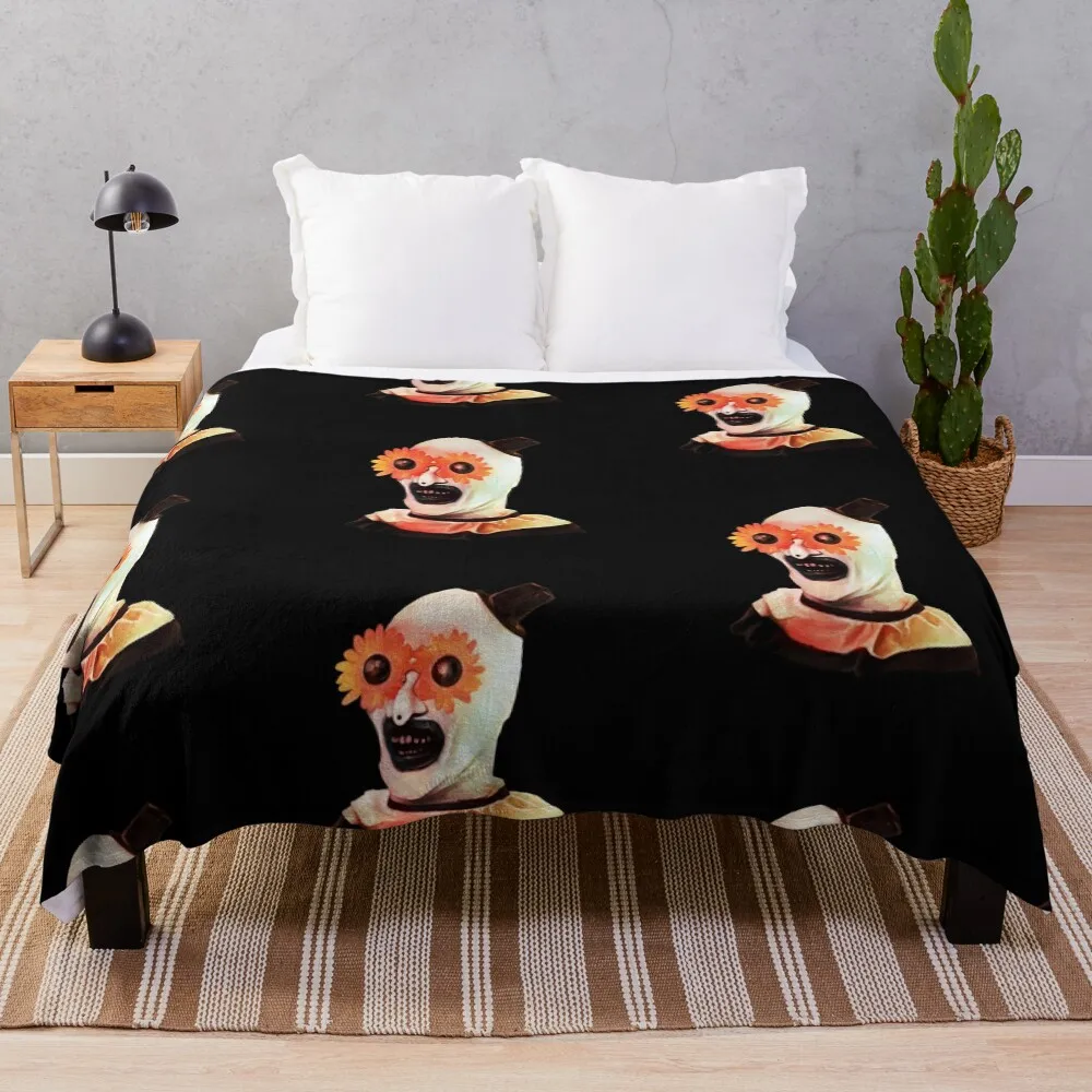 

Art the Clown the creepy withe flower glasses Throw Blanket
