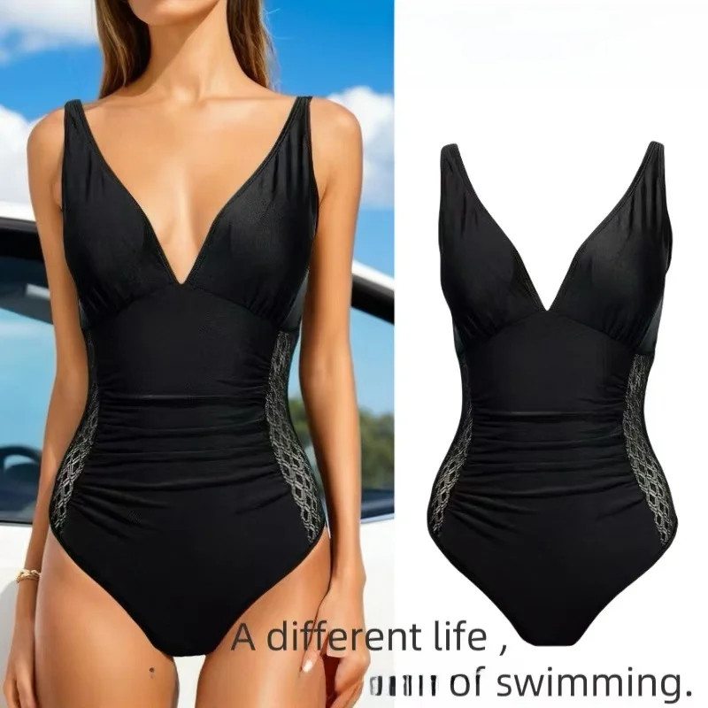 

Slimming Amber Lace V-Ne-Piece Swimsuit Thermal Spa Vaion with Chest Pad High Elastici Nylon Spandex Casual Swimwear
