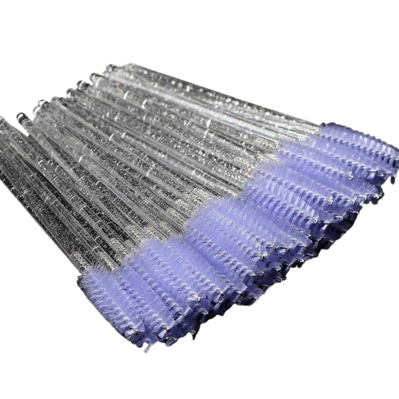 50pcs Crystal Rod Mascara Brush Solid Spiral Comb Can Be Bent Eyelash Comb