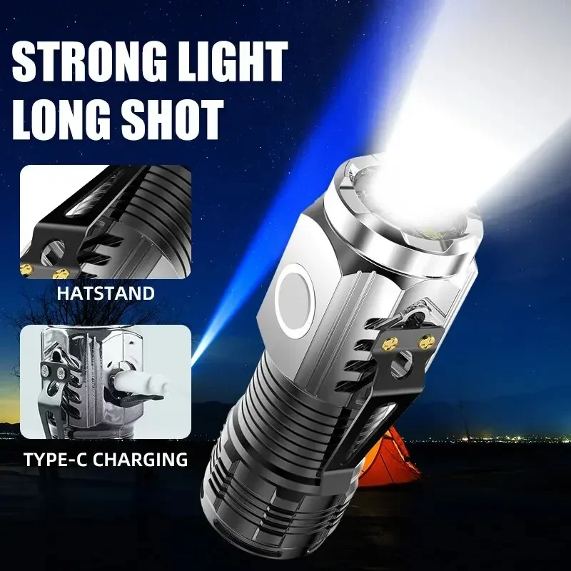 Three-Eyed Monster Mini Flash Super Power Flashlight Rechargeable Portable Outdoor Lighting Long-Range Powerful Flash Lights