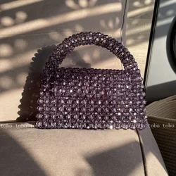 Customized Bead Bag Green Hand-woven Celebrity Handbags Unique Design Ladies Party Bag Top-handle Purses and Handbags