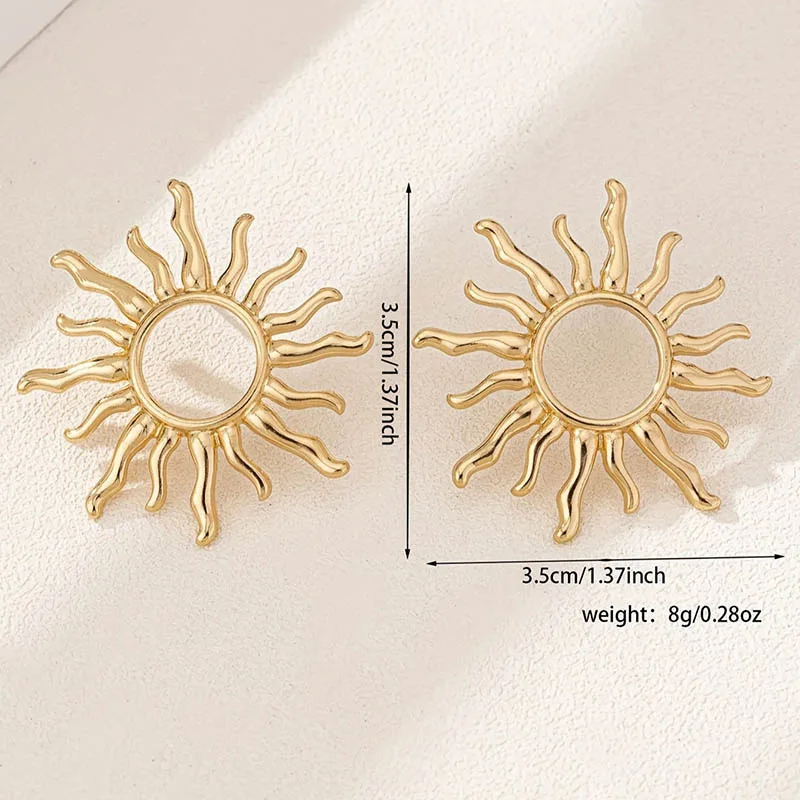 1 Pair Fashion Temperament Elegant Sun Flower Stud Earrings for Women Suitable Individuation Party Wedding Jewelry Birthday Gift image 2