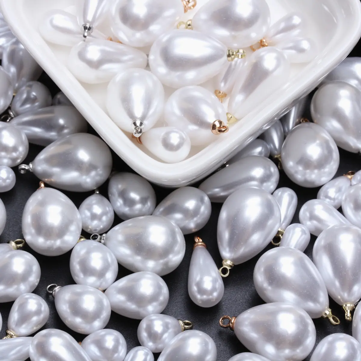 5Pcs 10-18mm Earrings Necklace Imitation Pearl Charm Brooch Bright Bracelet Teardrop Faux Pearl Pendant DIY Party Gift Fashion