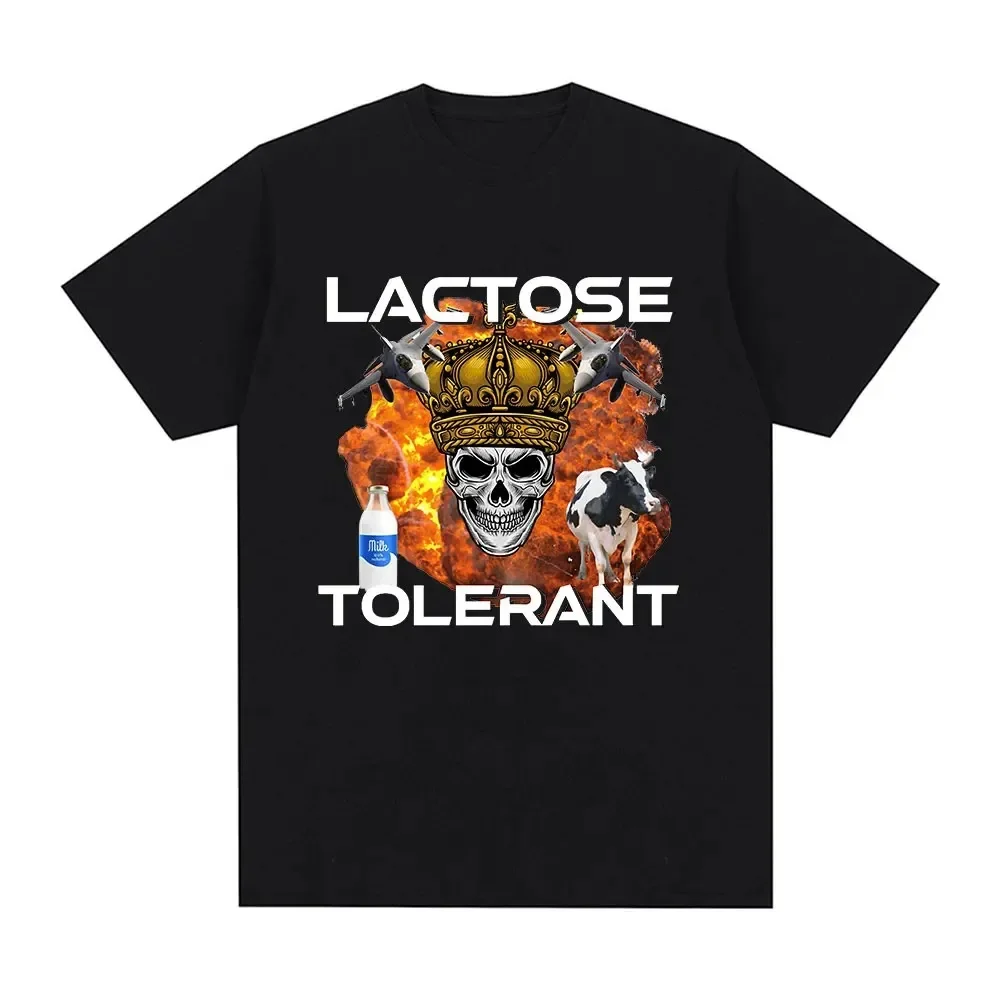 Lectosa Tolerant Graphic Print Summer Men's Cotton T Shirts Vintage Casual Crew Neck Short Sleeve Tees Fashion Plus Size T Shirt