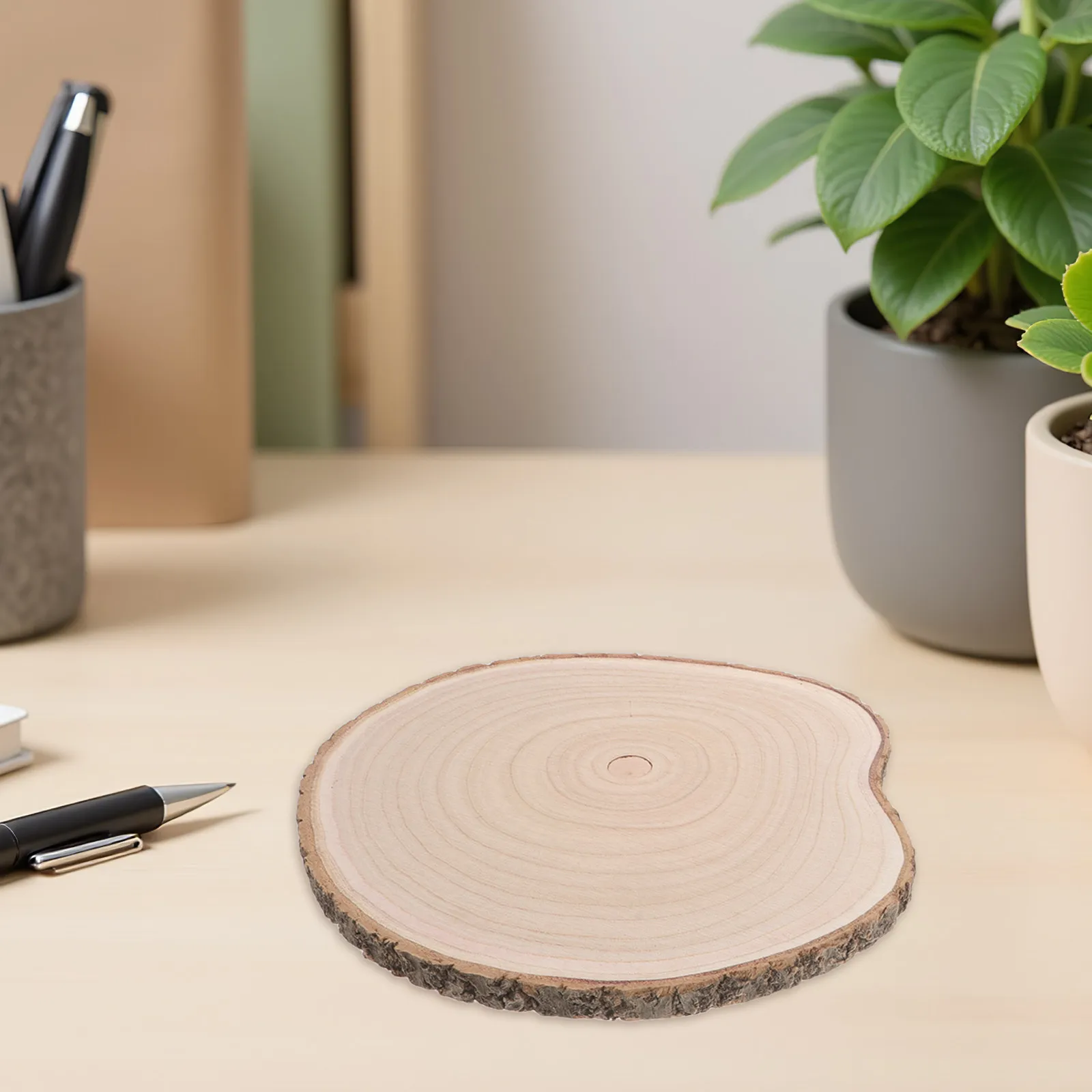 

4Pcs Round Wood Slices Natural Tree Ring Pattern Unpainted Decorative Base for Wedding Centerpieces DIY Crafts Birthday Dinner