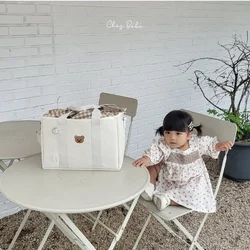 Large Drawstring Storage Multi-functional Tote Walking Mother and Baby Bag Embroidery Bear Canvas Bag Outing Bag