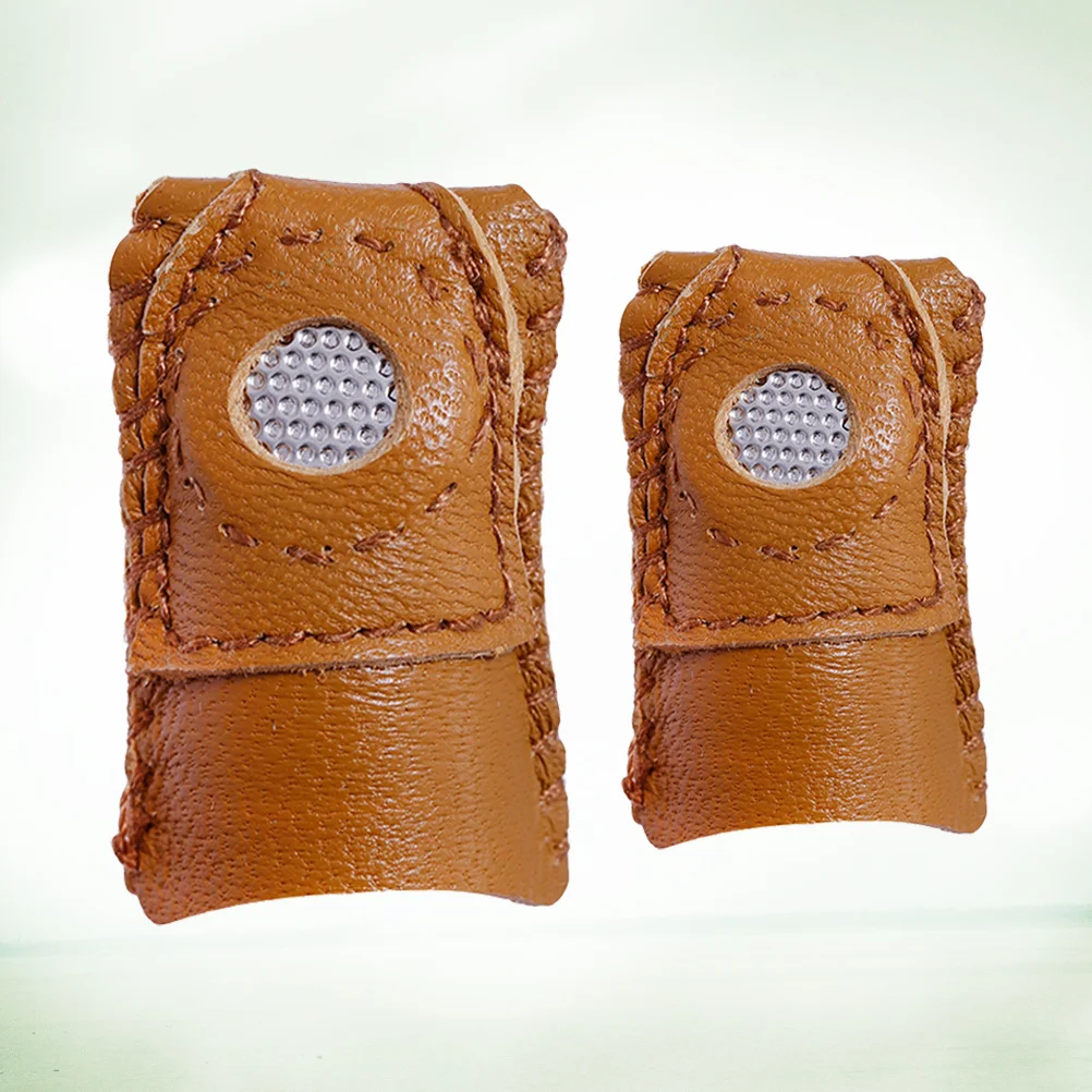 

2pcs Thimble Finger Protector Sheepskin Sewing Sleeve Comfortable Needle Pusher For Sewing Embroidery Cross Stitch Craft Tool