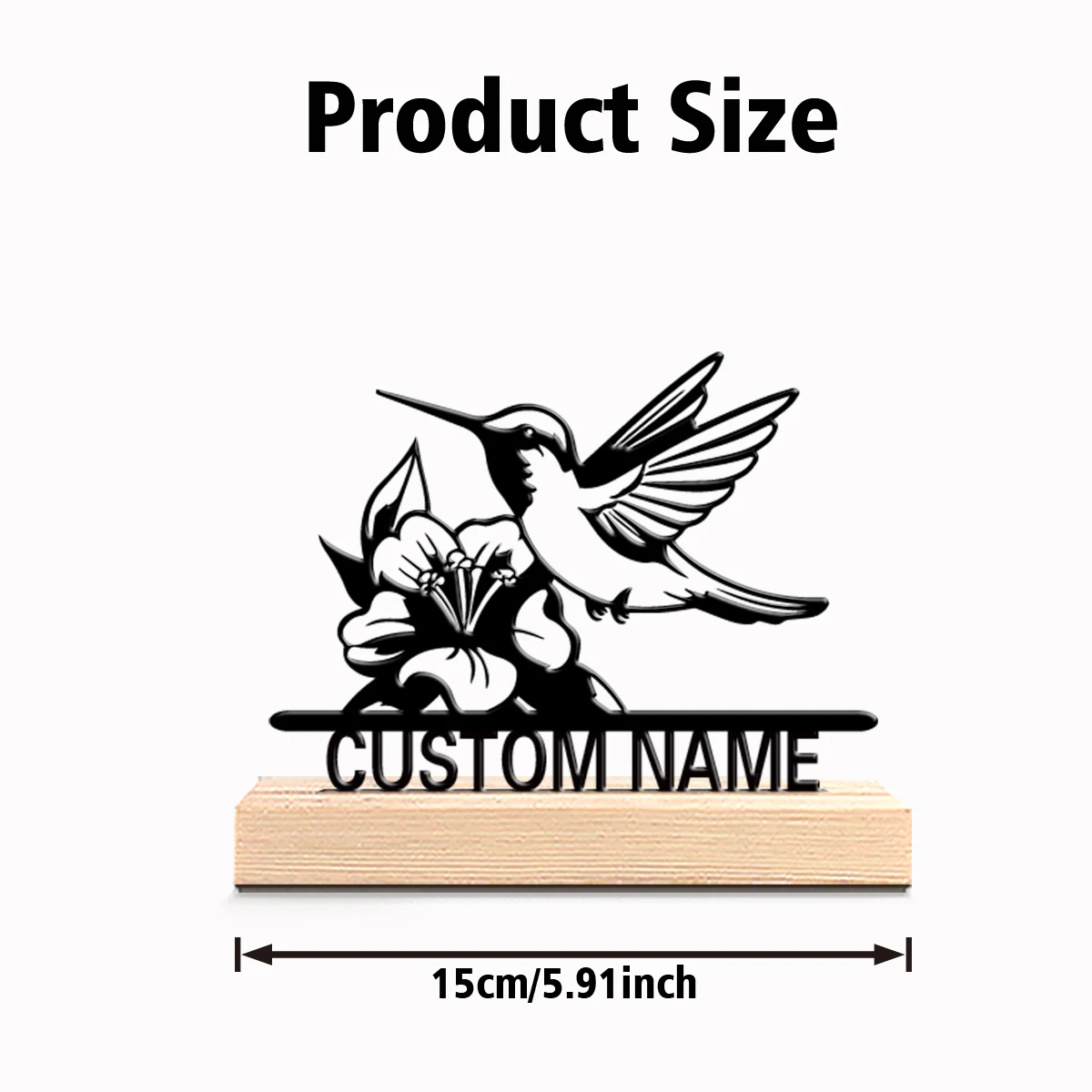 1pc New Design Personalized Custom Hummingbird Metal Statues Nature-Inspired Desk Art with Wooden Base Ideal for Spring Easter