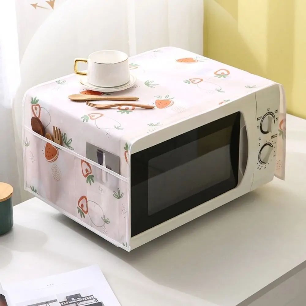 With Side Storage Bag Microwave Dust Covers Grease Proofing Waterproof Microwave Oven Protective Cover Dustproof Double Pockets