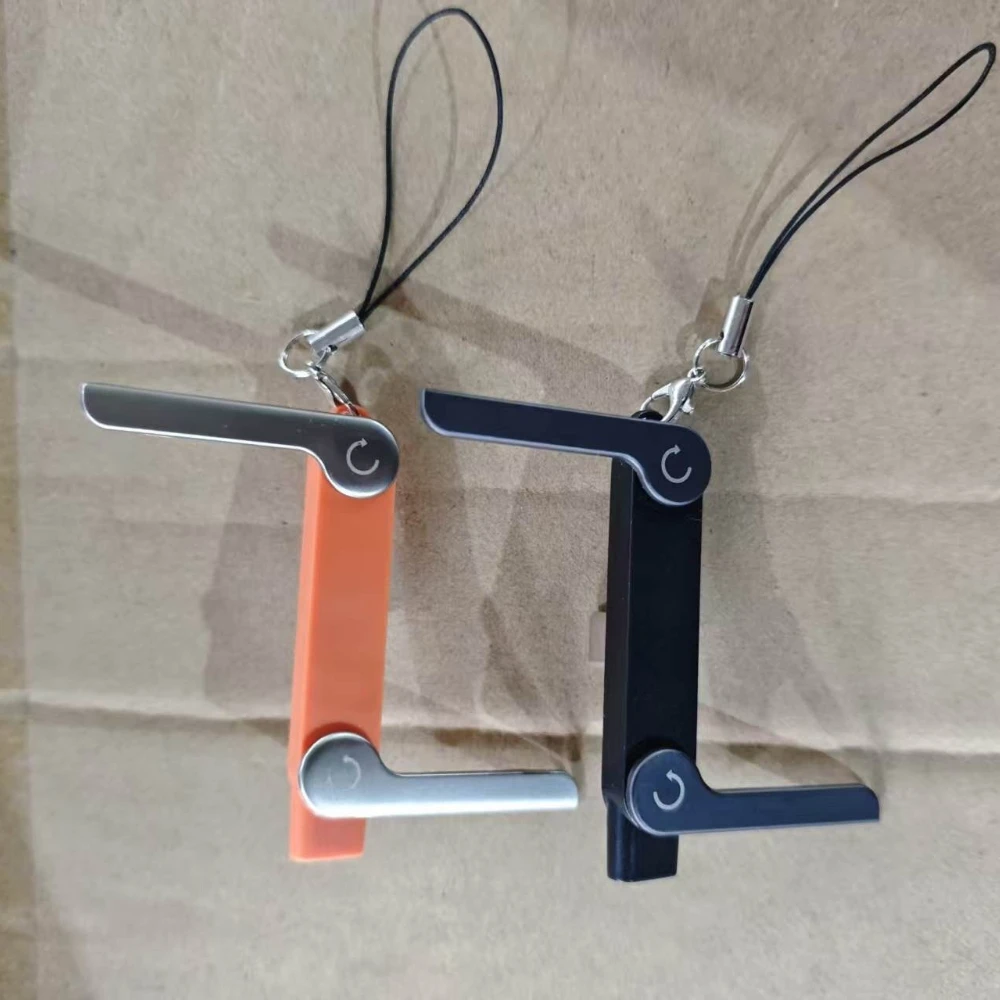 2-in-1 Typ-C Stecker-zu-Buchse-Adapter, 360° ° Drehbarer, faltbarer Telefonständer, schnelles Laden für Gaming-Telefone, schwarz-orange mit Trageband