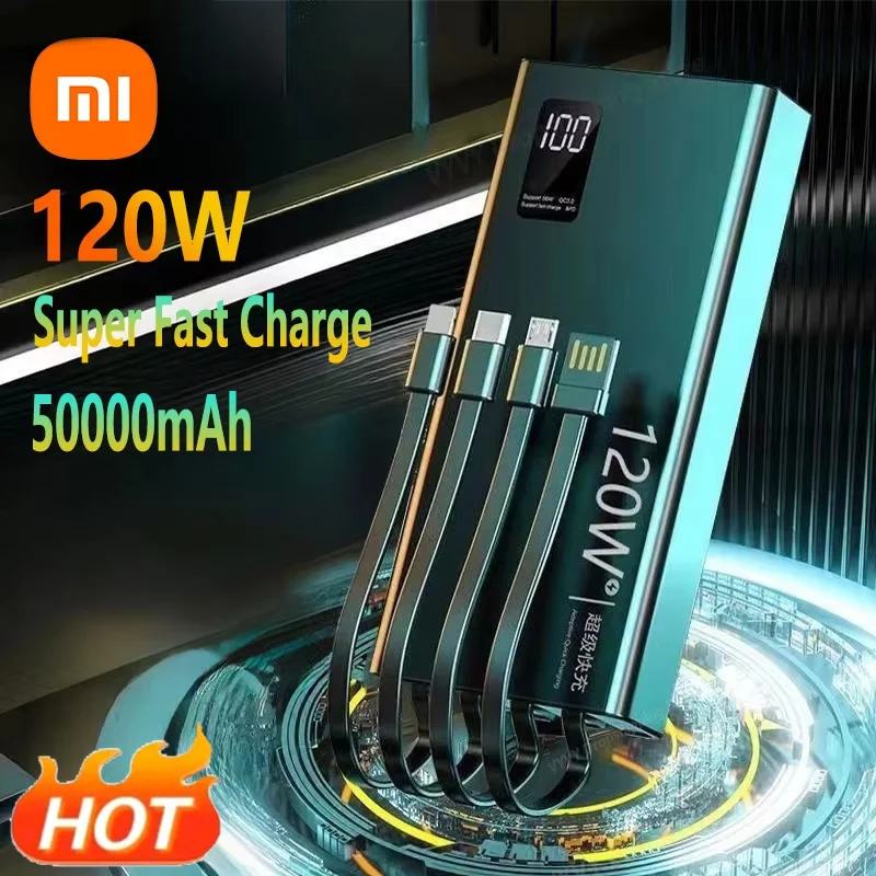 Xiaomi 50000mAh 120W High Capacity Power Bank 4 in 1 Fast Charging Powerbank Portable Battery Charger For iPhone Samsung Huawei