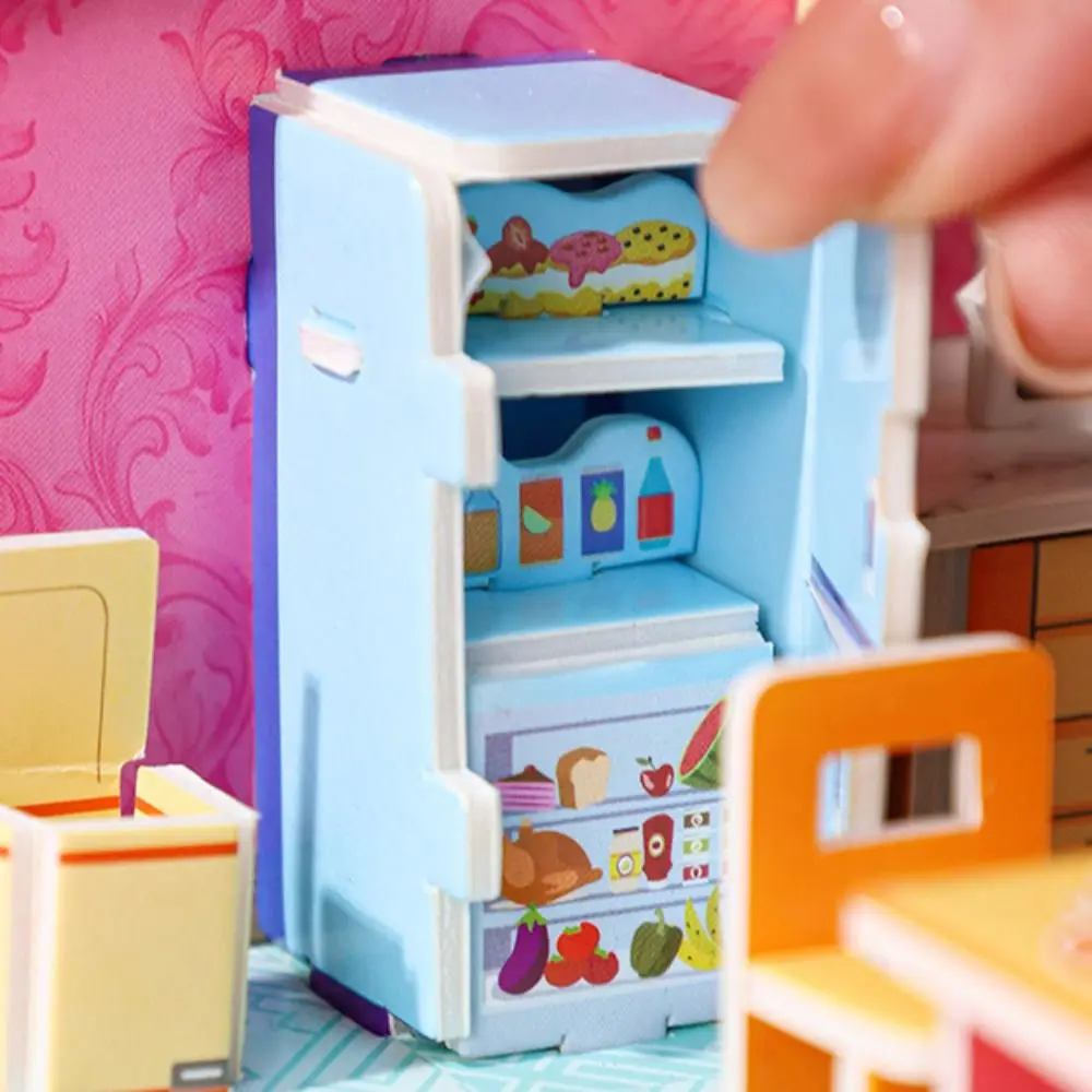 3D Model 3D Room Model Puzzle Toys Bedroom Kitchen 3D Room Cardboard Living Miniatures Room Model Craft Toys Birthday Gift