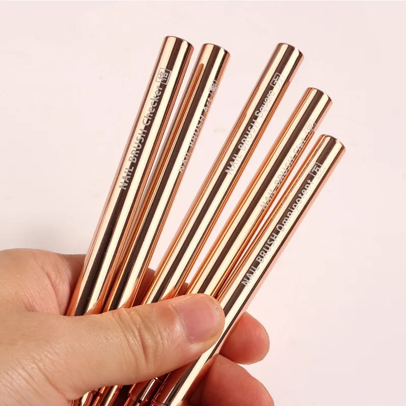 1/12PCS Pennello per nail art in oro Pennello per unghie con gradiente di diamanti Pennelli per pittura a linea Unghie Penna da disegno con fodera in acrilico di cristallo