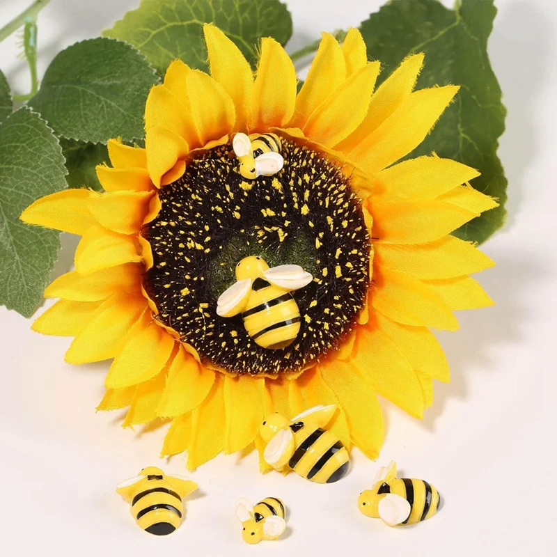 120PCS Bumble-Bee Decor, Resin Honey Bees For Crafts, Small Plastic Bees Ornaments For Decorations