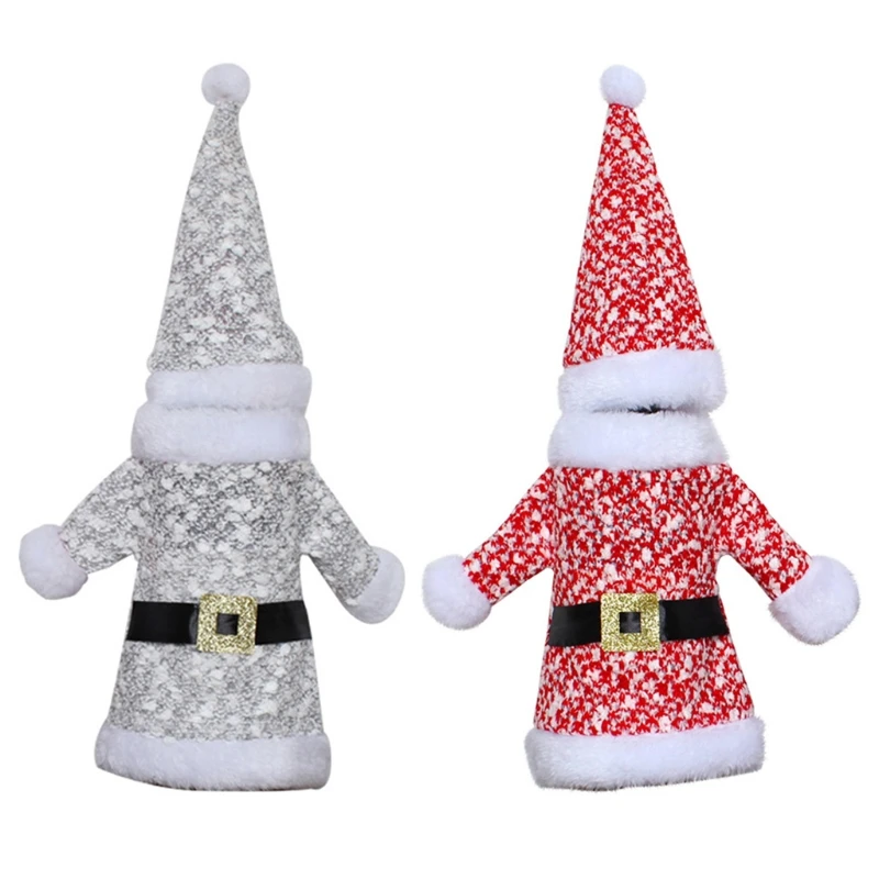 Christmas Wine Bottle Cover Santa Clothes Coat and Hat Set Ornaments for Xmas Dropsale