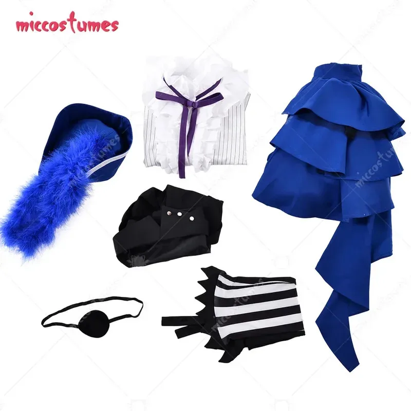 أزياء Miccostumes النسائية Ciel Phantomhive التأثيرية، قميص بحمالات وبنطلون مع قبعة