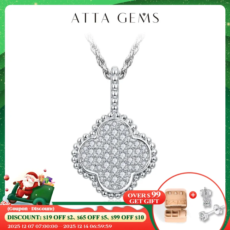 

ATTAGEMS Full Round Moissanite Necklace for Women D Color S925 Sterling Silver Sparkling Pendent Engagement Wedding Party Gift