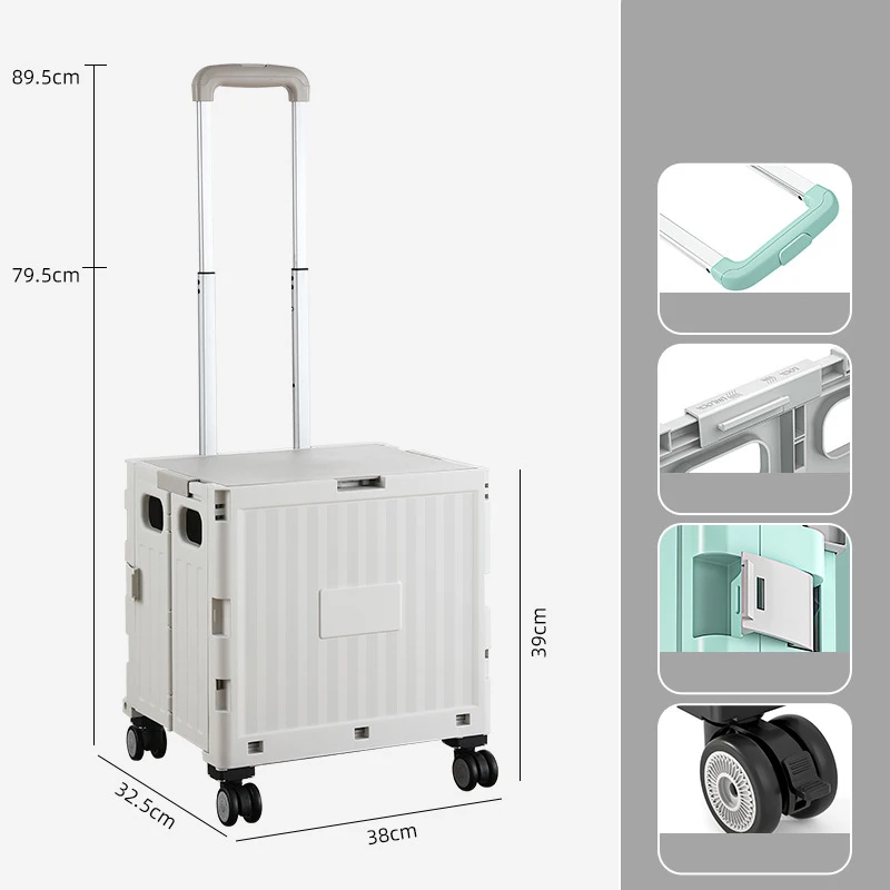 

Climb Stairs Multi-functional Small Foldable Plastic Folding Shopping Cart Trolley