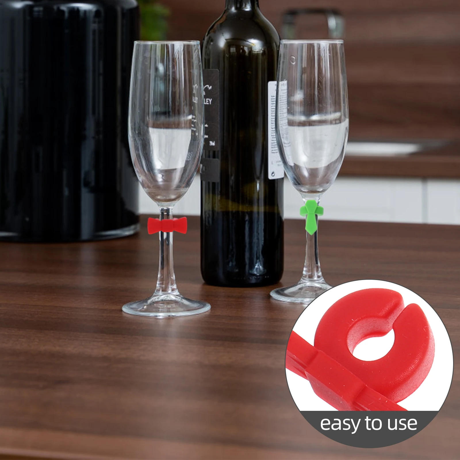 

6pcs Bow Tie Cup Sticker Silicone Glass Marker Decorative Drink Charm Party Accessories Reusable Glass Identifier