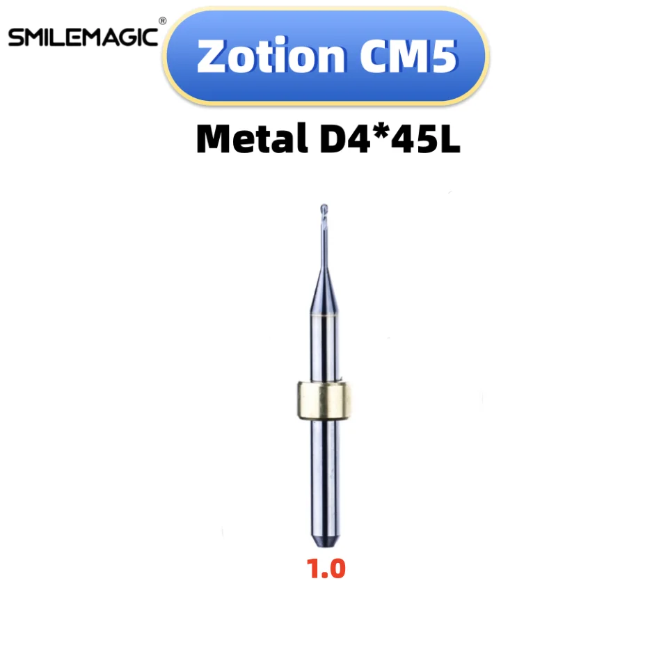 Zotion C 5M Frezen Burs Nc Coating Metaal Slijpen Voor Cad Cam Freesmachine 0.6/1.0/2.5 Schacht D4 Totaal 45Mm