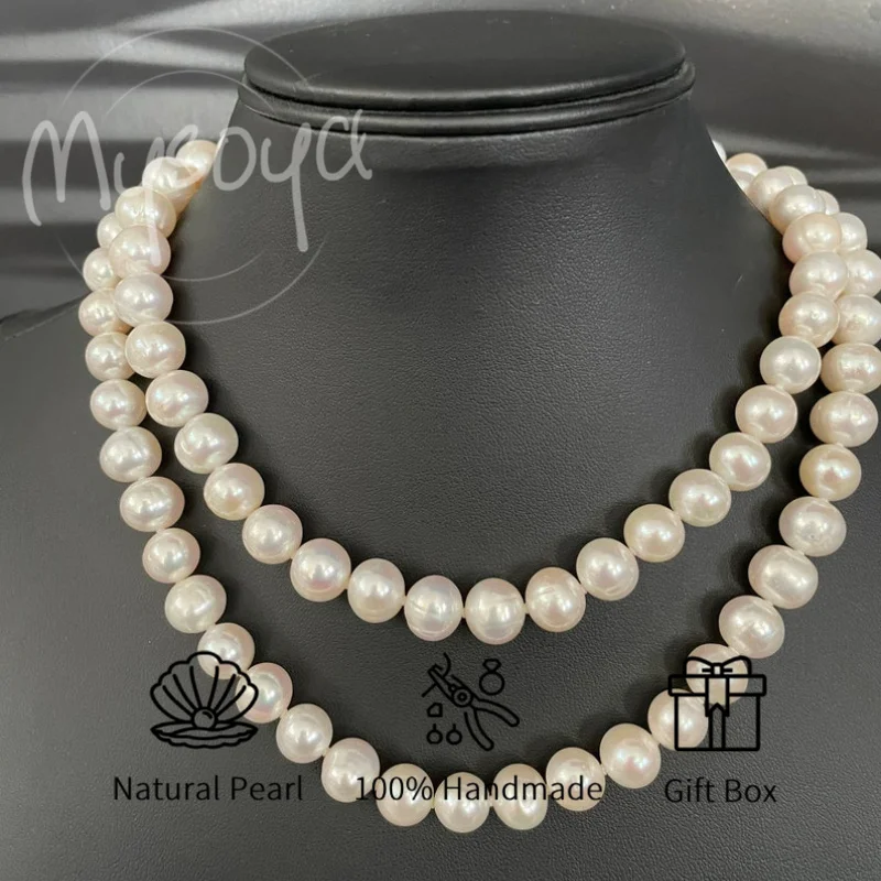 

MYSOYA 7-8mm Natural White Freshwater Pearl Necklace For Women And Men With Gift Box Birthday Wedding Anniversary Jewelry Gift