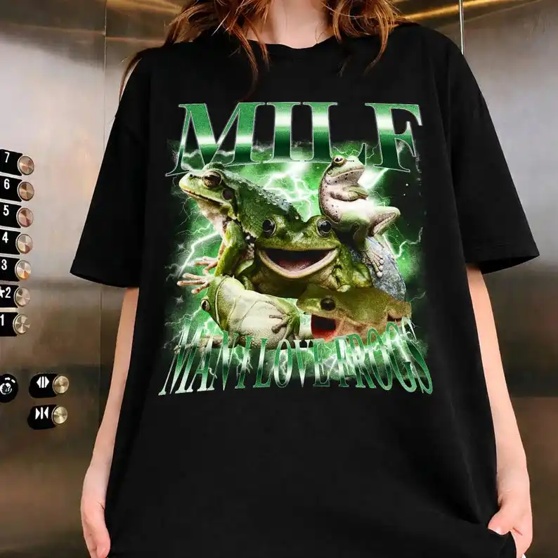Man I Love Frogs Vintage Graphic T-shirt Retro Amphibian Humor Shirt Animal Lover Oversized Y2k Short Sleeve Female Male Clothes