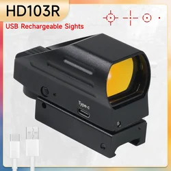 HD103R Red Dot Sight Type-C USB Rechargeable Sight Reflex 4 Reticle Optics Red Dot Scopes Airsoft Hunting Mini Rifle Scop