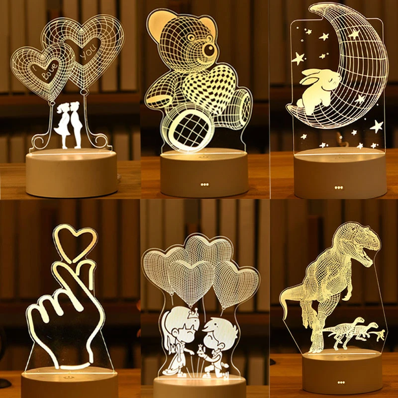 Romantic 3D Acrylic Led Night Light for Birthday Valentine\'s Day Bridesmaid Gift Party Wedding Favors for Guests Boyfriend Gifts