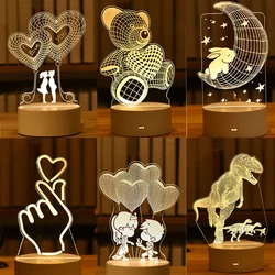 Romantic 3D Acrylic Led Night Light for Birthday Valentine's Day Bridesmaid Gift Party Wedding Favors for Guests Boyfriend Gifts