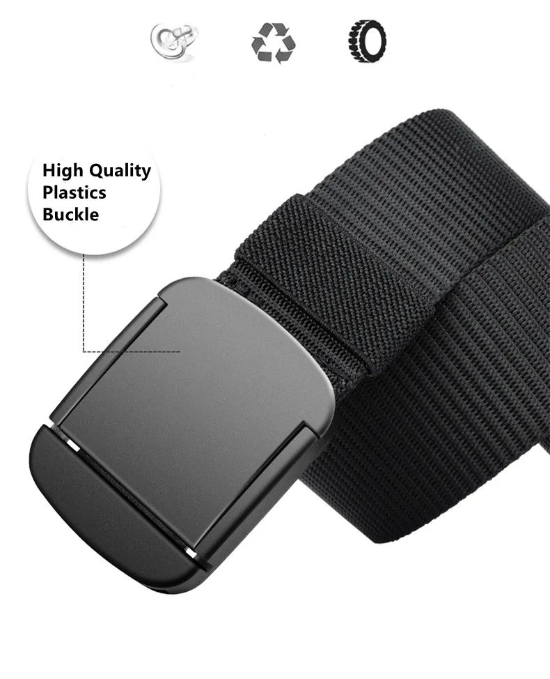 Men's Casual Belt, Non-Metallic Automatic Buckle Canvas Belt, Men's Jeans Belt, Suitable for Outdoor and Daily Matching