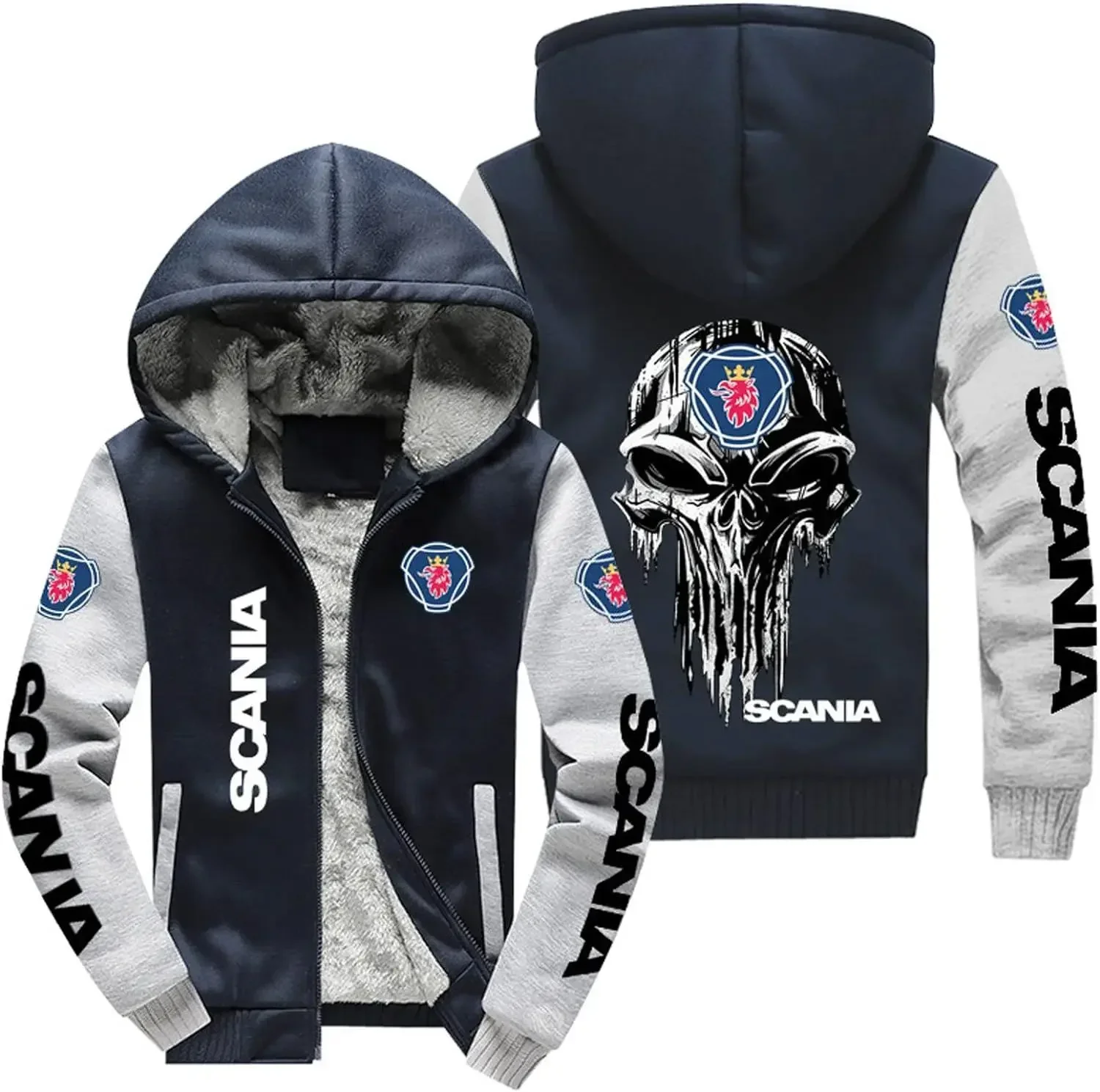 New Winter Men Hoodies Jacket Scania Fashion High Quality Casual Wool Liner Fleece Sweatshirts Male Hoody Coat