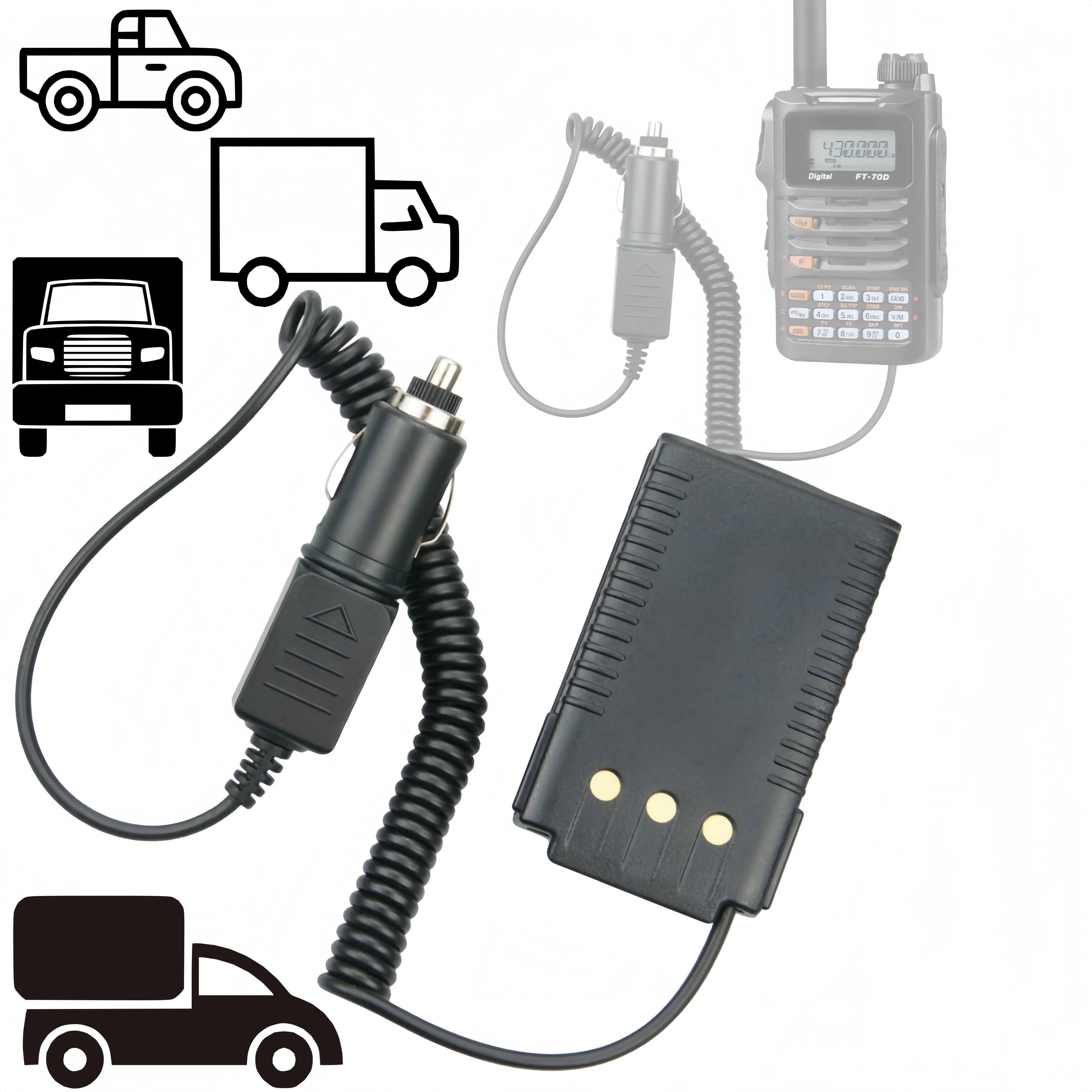 SBR-24LI Battery Eliminator Charger DC12V Adaptor for YAESU FT-70D FT70D FT-70DR FT70DR FT-70DS FT70DS Two Way Radio Charger