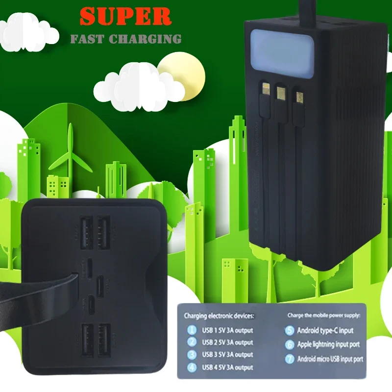 120W 5V3A 200000mAh Power Bank Portable Fast Charging External Battery Charger 200Ah Powerbank for IPhone Xiaomi Mi